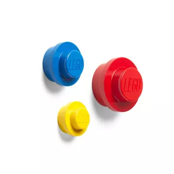 Sada 3 ks – LEGO Věšák na zeď – žlutá, modrá, červená