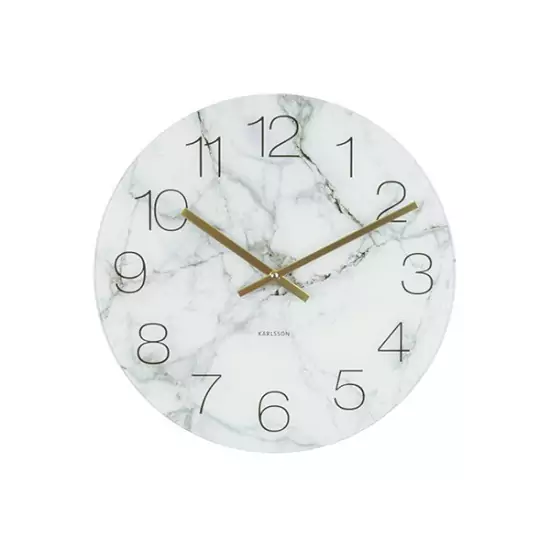 Nástěnné hodiny Glass Marble – bílé