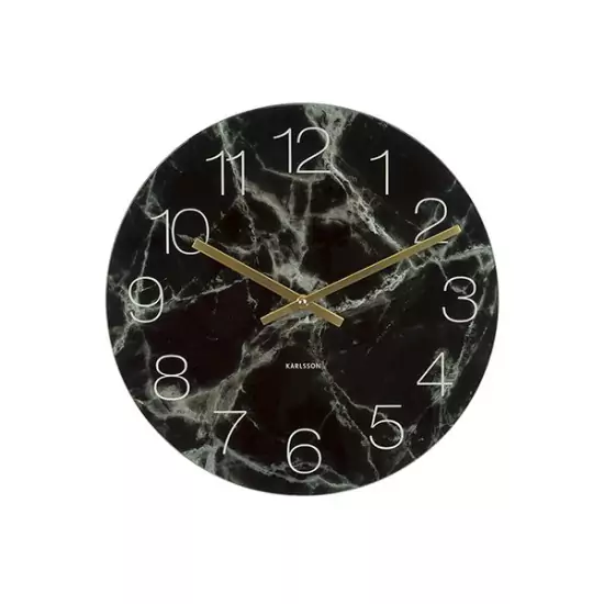 Nástěnné hodiny Glass Marble – černé