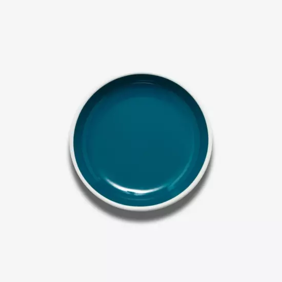 Malý smaltovaný modrý plochý talíř