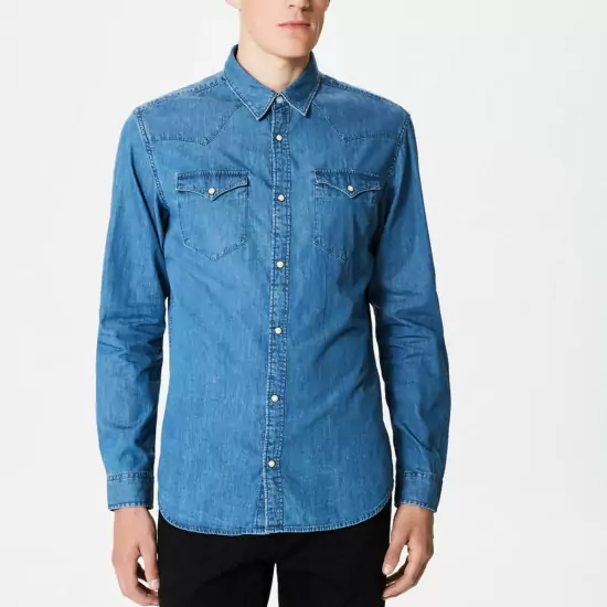 Světle modrá riflovaná košile – Slim fit