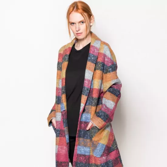 Kabát CHECK OVERSIZED COCOON – S