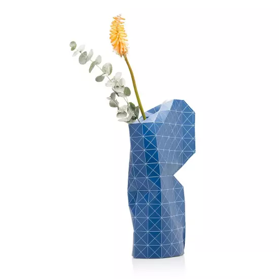 Papírový obal na vázu – Grid Blue