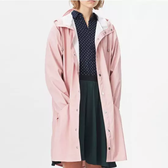 Růžový voděodolný kabát Long Jacket