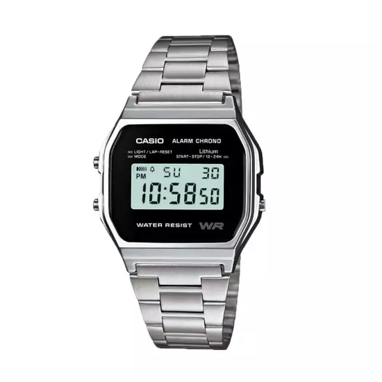 Stříbrné digitální hodinky A158WEA-1