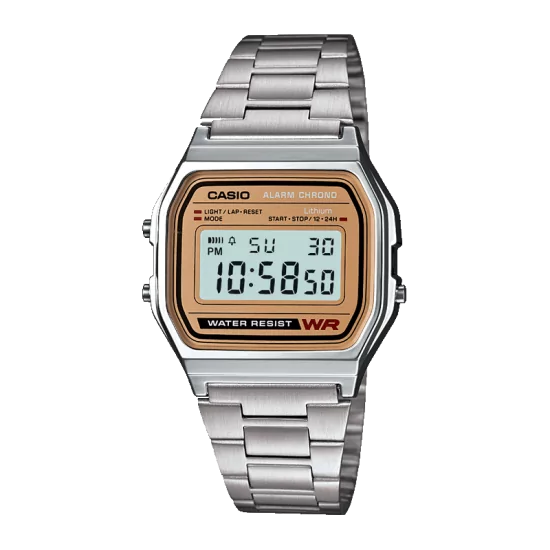 Stříbrné digitální hodinky A158WEA-9