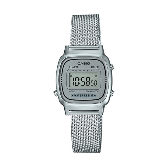 Stříbrné digitální hodinky LA670WEM-7