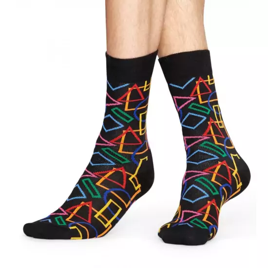 Černé ponožky s barevnými geometrickými tvary Geometric