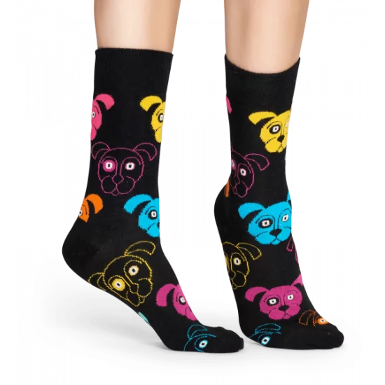 Černé ponožky s barevnými psy Anmal