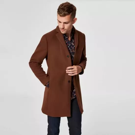 Vlněný hnědý kabát Brove