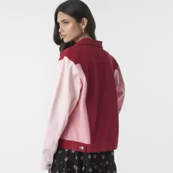 Čeveno-růžová oversized bunda