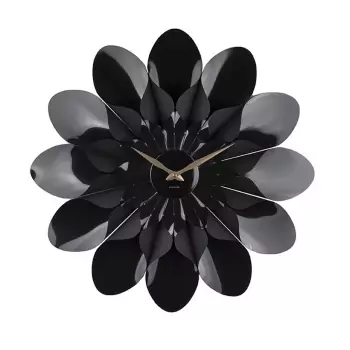 Nástěnné hodiny Flower – černá