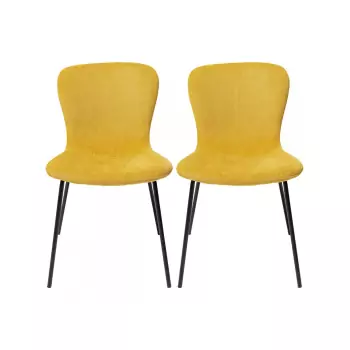 Žlutá čalouněná jídelní židle Frida / set 2 ks