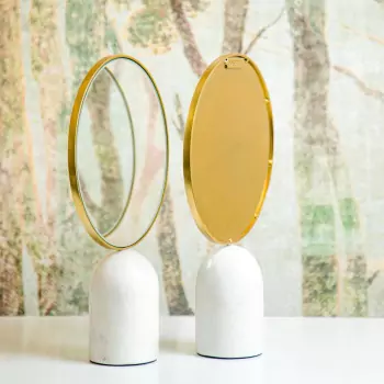 Zrcadlo Round s mramorovým podstavcem