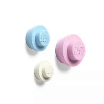 Sada 3 ks – LEGO Věšák na zeď – bílá, světle modrá, růžová